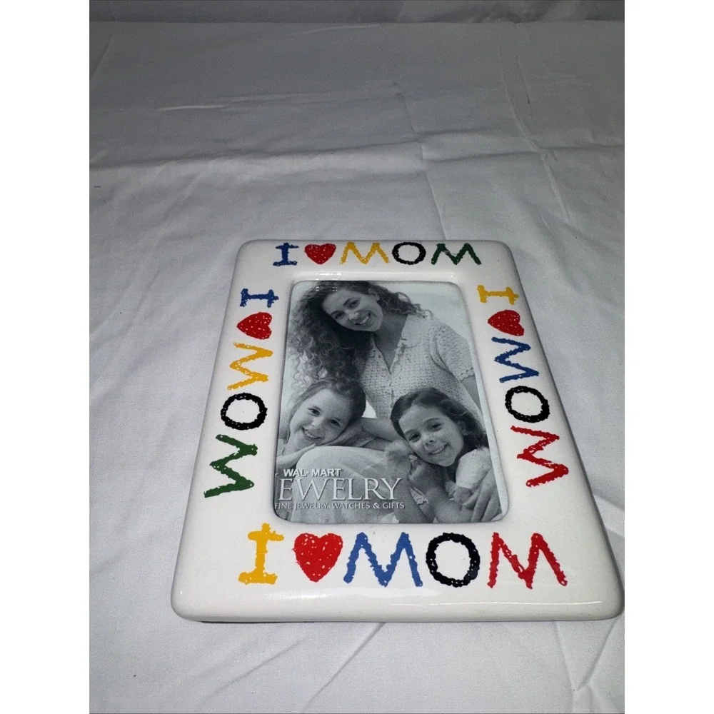 Vintage I Love My Mom Ceramic Picture Frame 3.5 X 5